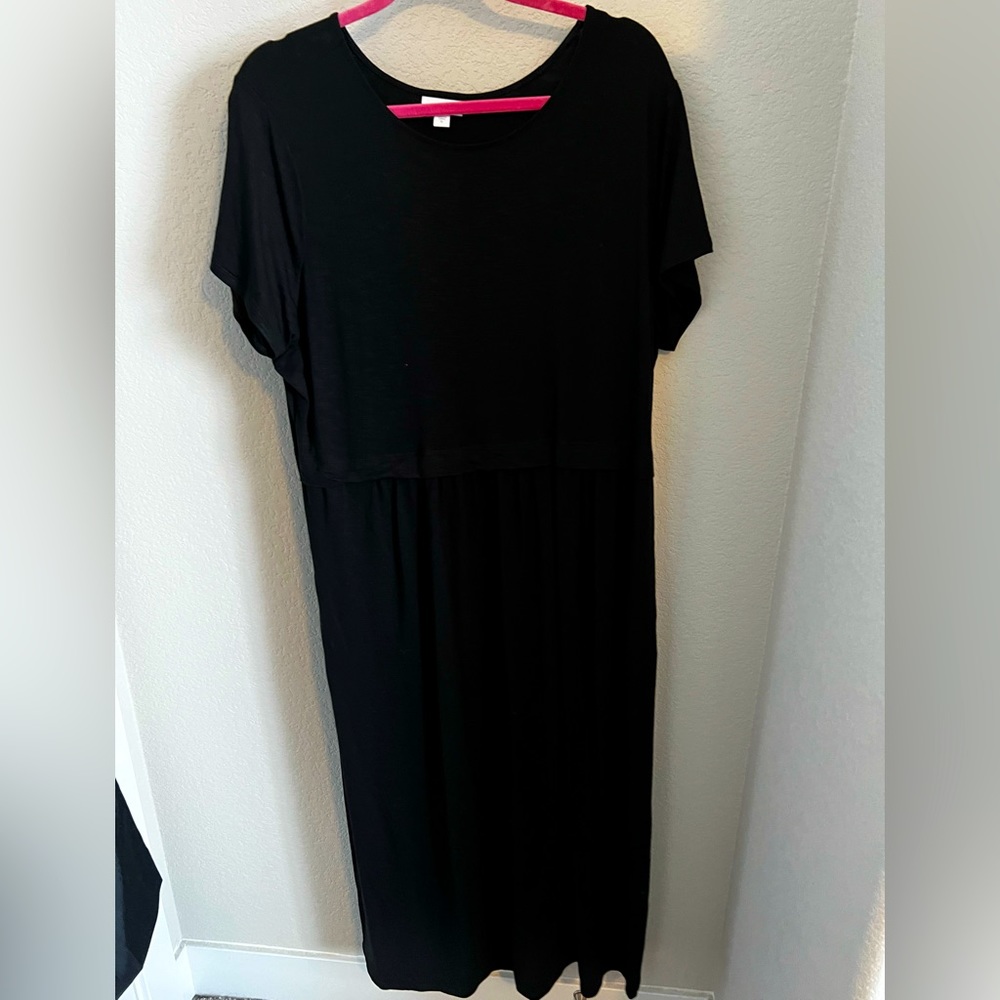J Jill black Cotton Modal Slub Knit T-Shirt Dress maxi XL